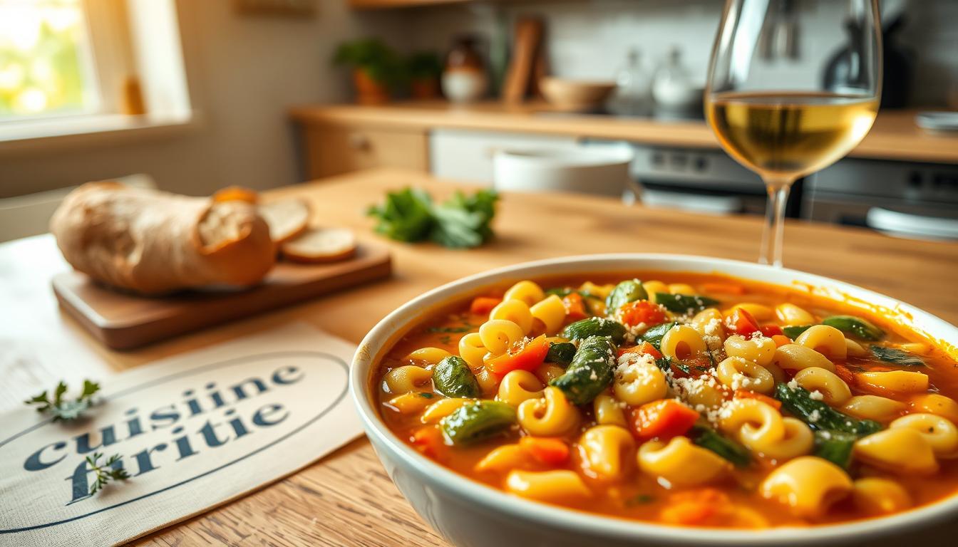 Minestrone de courgettes aux macaronis