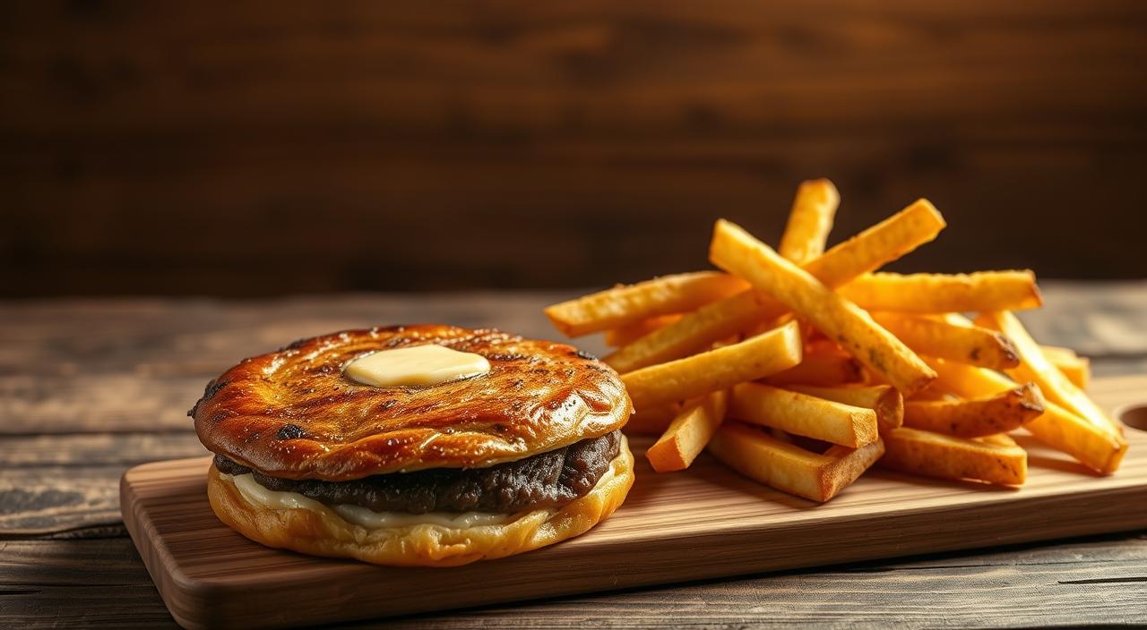 Steak palmier et mer de frites