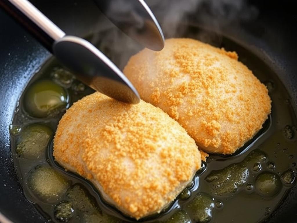 Cuisson du cordon bleu maison dans une poêle Cuisson du cordon bleu maison dans une poêle
