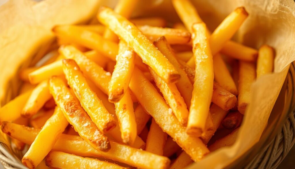 Frites dorées et croustillantes fraîchement préparées Frites dorées et croustillantes fraîchement préparées