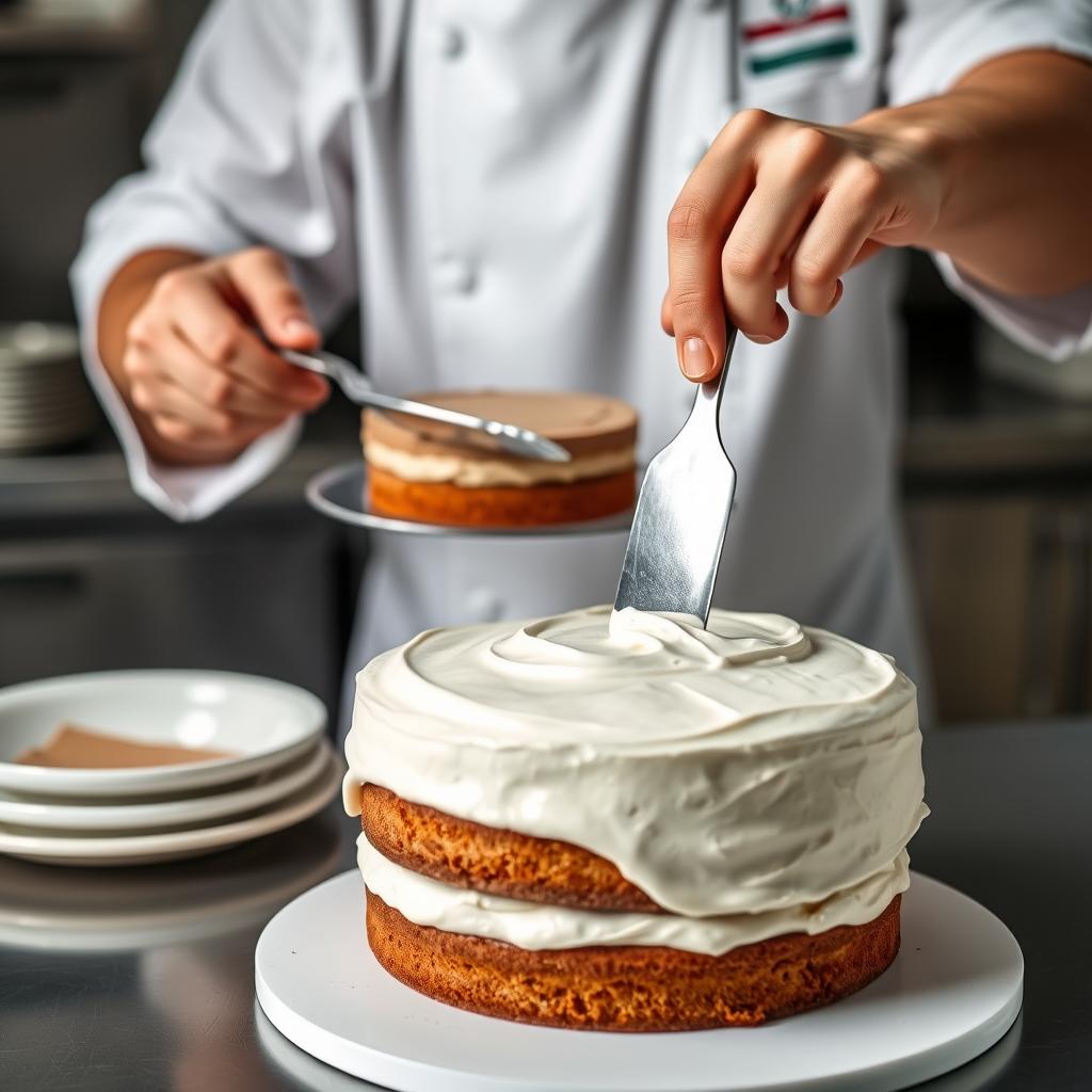 Montage et masquage du moka avec la crème au beurre café pour le CAP pâtissier Montage et masquage du moka avec la crème au beurre café pour le CAP pâtissier