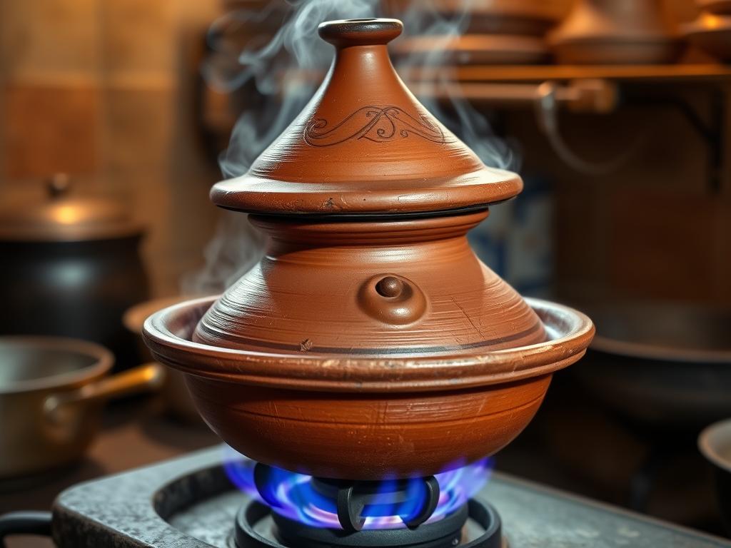 Tajine traditionnel en terre cuite sur feu doux Tajine traditionnel en terre cuite sur feu doux