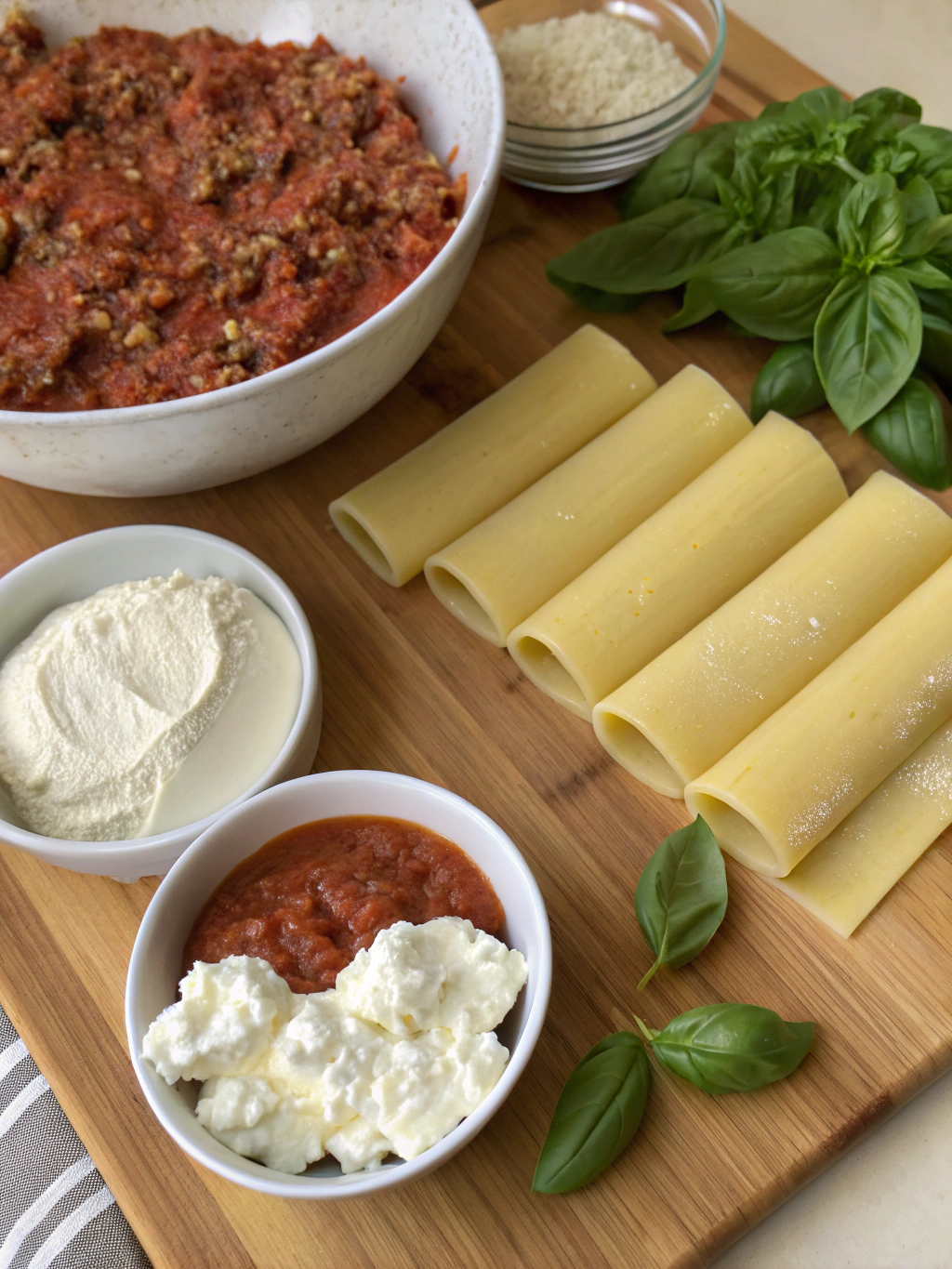 Ingrédients pour la recette de cannelloni