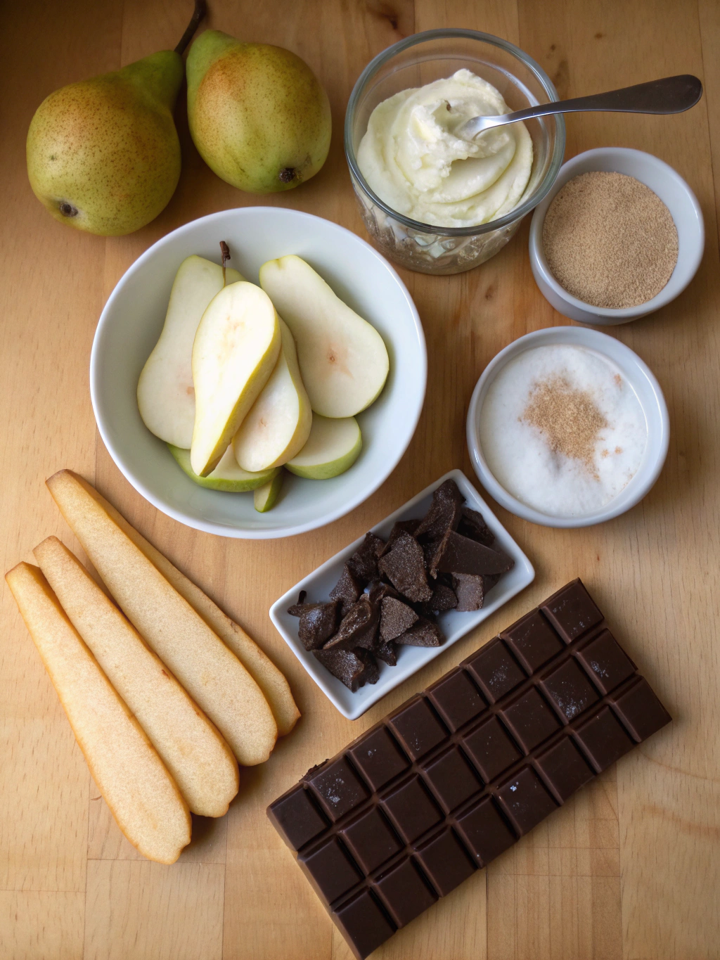 Ingrédients pour charlotte poire chocolat