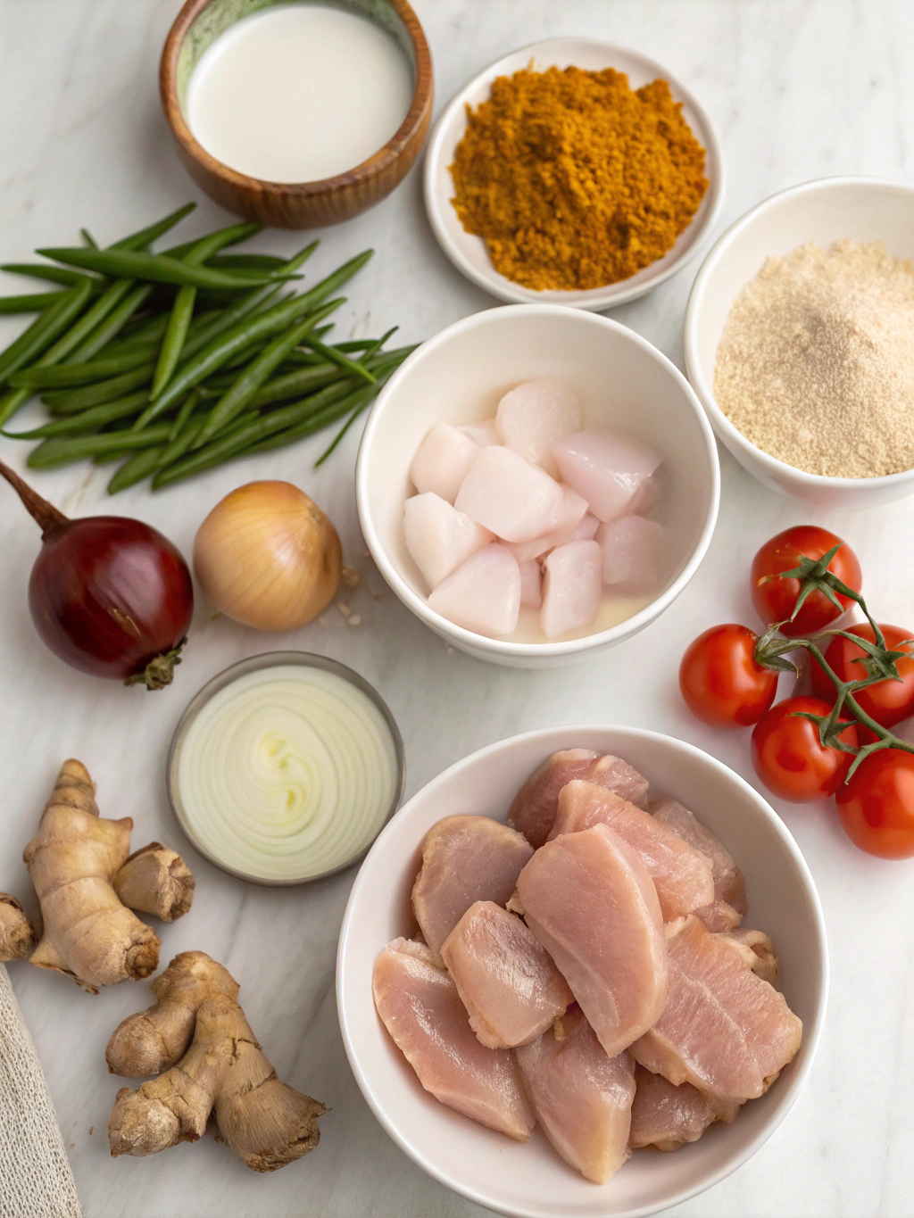 Ingrédients recette poulet coco curry