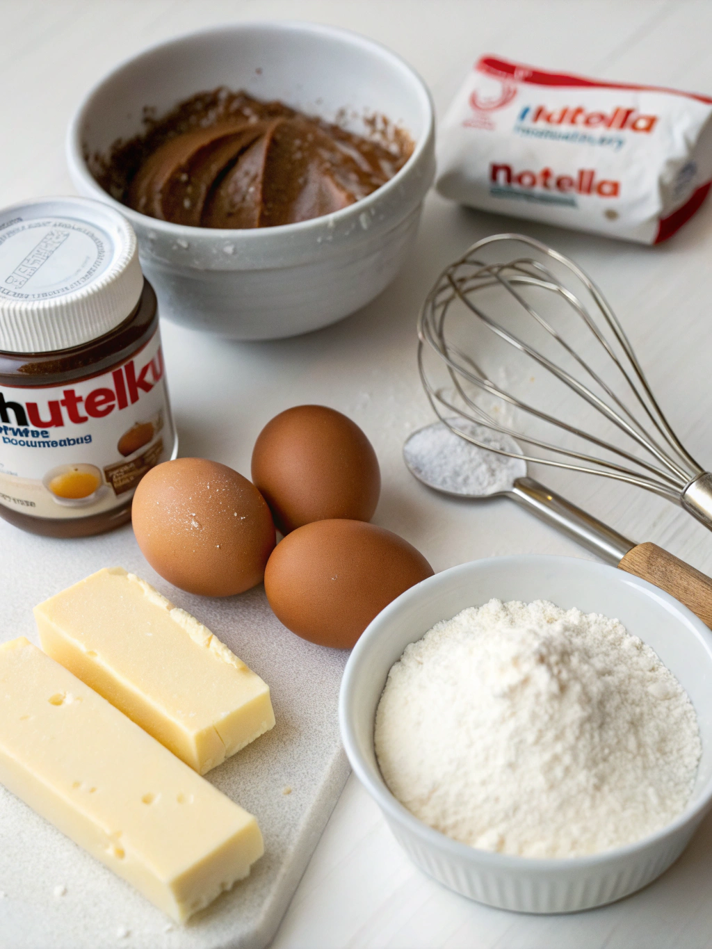 Ingrédients pour un roulé au nutella