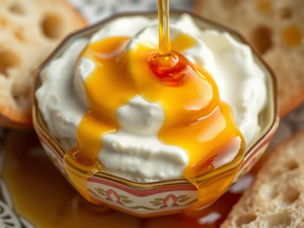 Bal Kaymak, miel et crème épaisse turque servis avec du pain
