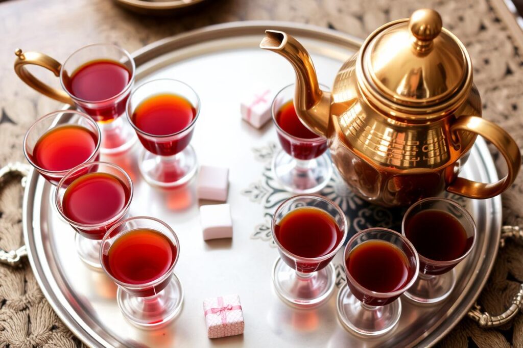 Thé turc servi dans des verres traditionnels avec samovar