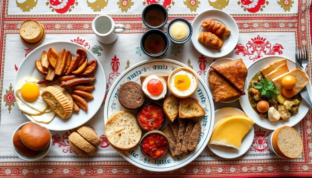 Variantes régionales de petit-déjeuner turc avec spécialités locales