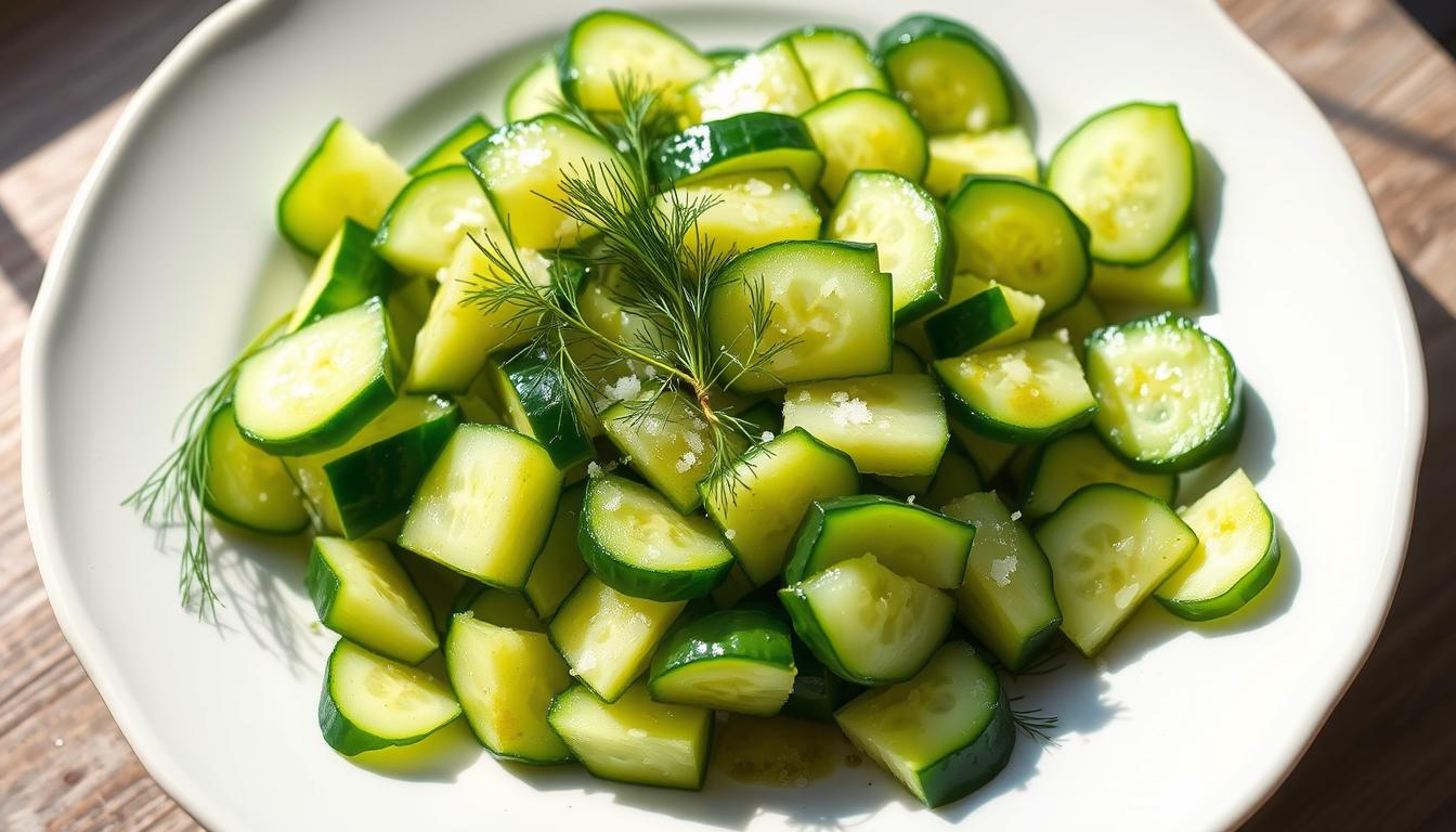 Salade de concombres écrasés